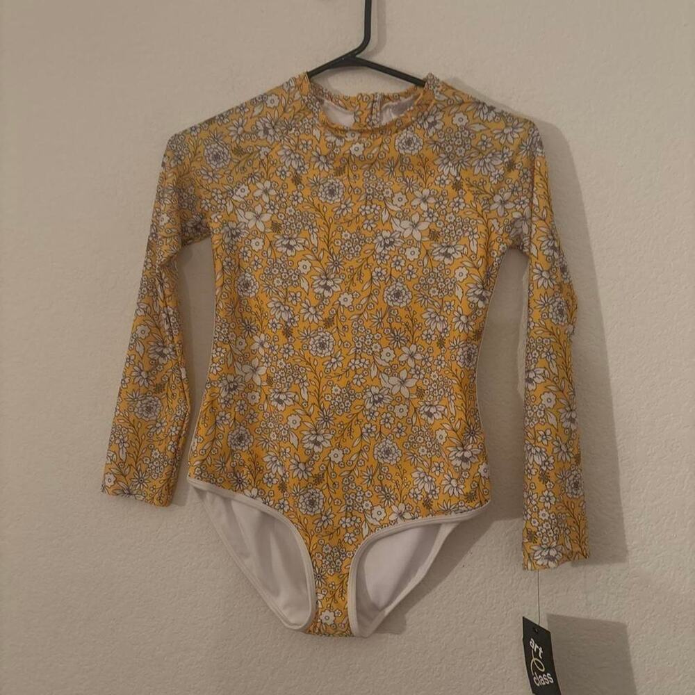 Yellow floral long sleeve bodysuit